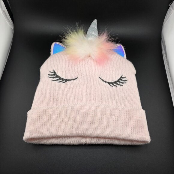 Unicorn Beanie Hat Girls OS Good Condition - Picture 1 of 5